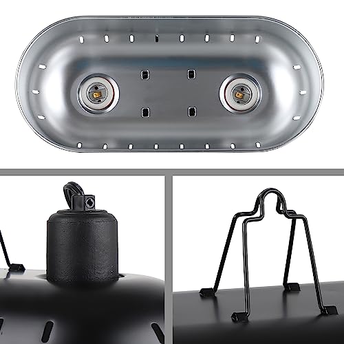 Dual Reptile Light Fixture Reptile Heat Lamp Fixture | 150W Intense Basking Bulb & Ceramic Heat Emitter, Double Dome Heat Lamp, For Lizard, Gecko, Bearded Dragon, Tortoise, Snake - style: 15inch with 150W Intense Basking Bulb&Ceramic Heat Emitter
