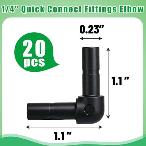 20 Pack 1/4" Push to Connect Fittings Elbow Connectors | Reptile Mister System 1/4" Quick Connect Fittings,Reptile Mister Fittings for Aquarium,Vivarium,Irrigation System - size: 20 Pack 1/4" Elbow-B
