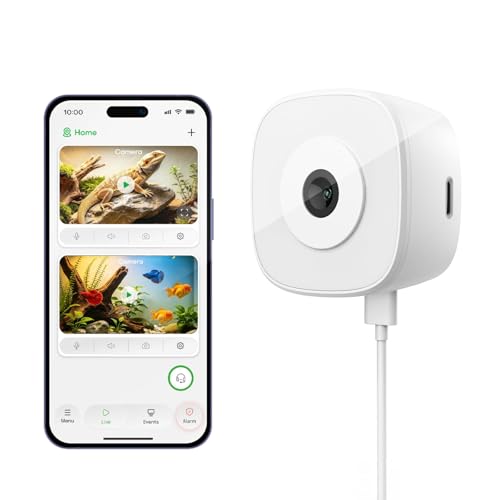 3MP Aquarium Reptile Camera Window Pet Security Camera | No drill magnetic mount for glass tank & window, color night vision, two-way audio, 2.4G 5G WiFi, 24/7 AI motion detection