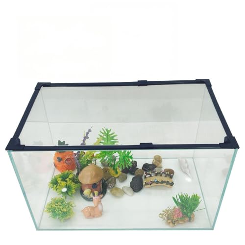 Magnetic Fish Tank Lid Dark Grey Frame Grey Fiberglass Mesh, DIY Aquarium Lid Adjustable Size Fit Tank Size Max 35''x19'' for Preventing Fish from Jumping Out and Reptile Escaping - color: Dark Grey Frame Grey Fiberglass Net