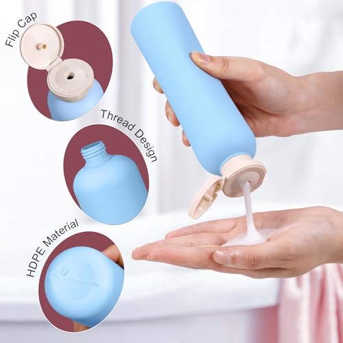 Travel Shampoo Bottle, Empty Plastic Squeeze Bottles 8.8oz with Flip Cap, Lotion Container for Toiletries Travel Size Shampoo and Conditioner - color: Light Blue