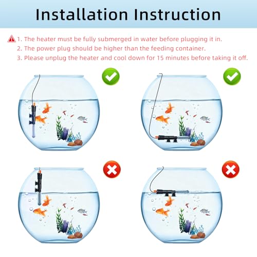 HiTauing Aquarium Heater 25W/50W/100W/200W/300W, Adjustable Knob Fish Tank Heater with Digital Thermometer, Submersible Betta/Turtle Tank Heater for Freshwater and Saltwater Tanks - size: 25W for 1-5 gallon