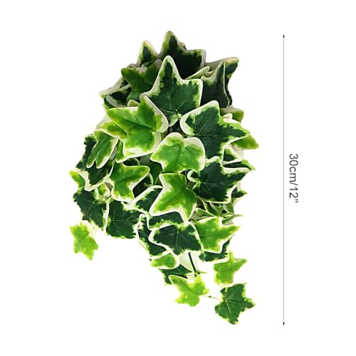 DONGKER Reptile Terrarium Plant, 12'' Artificial Hanging Plants with Suction Cups for Bearded Dragon Lizard Gecko Frogs Tank - color: Color 1