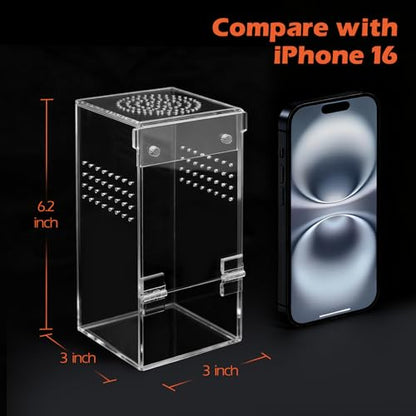 AZV Jumping Spider Enclosure Clouds Kit,Escape Proof Praying Mantis Habitat | Small Magnetic Front Door Tarantula Cribs Ventilation Spider Cage,Transparent Acrylic Reptile Tank,Bug Terrarium,Snail House - color: White, size: Small