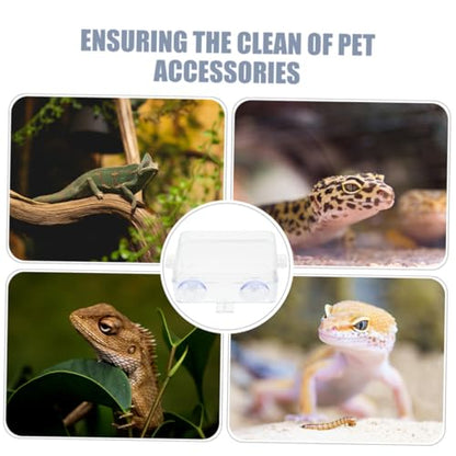 HANABASS Water Bowl Suction Cup Reptile Feeder Bowl Gecko Feeding Snake Water Dish Escape Design - color: Transparent, size: 9.00X6.00X3.50CM