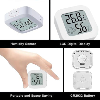 Reptile Tank Thermometer, Mini Digital Hygrometer Thermometer Gauge, Indoor Outdoor Temperature Humidity Meter for Greenhouse Humidors Incubators Reptile Terrarium Jars, Fahrenheit (℉) or Celsius(℃)