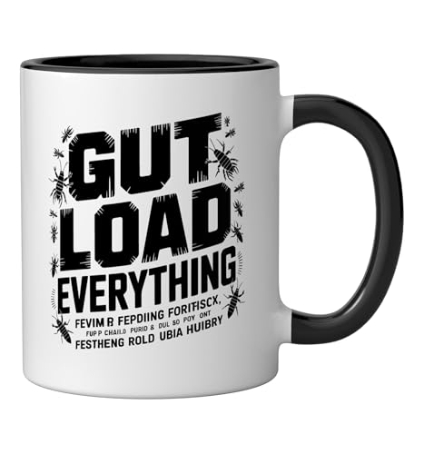 Veiled Chameleon Keeper Gut Loading Feeder Insects Insect Ceramic Mug, Black/White - color: Black/White