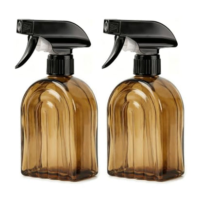 Amber Glass Plant Mister Spray Bottles, 13.5oz Adjustable Nozzle, 2 Pack | 360° rotatable nozzle; lead-free BPA-free thick glass; 13.5oz large capacity for plants, hair, cleaning & pet care - color: Amber-1