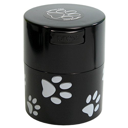 Pawvac 3 Ounce Vacuum Sealed Pet Food Storage Container; Black and White Paws - color: Black Paws, size: TV2