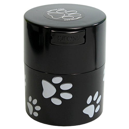 Pawvac 3 Ounce Vacuum Sealed Pet Food Storage Container; Black and White Paws - color: Black Paws, size: TV2