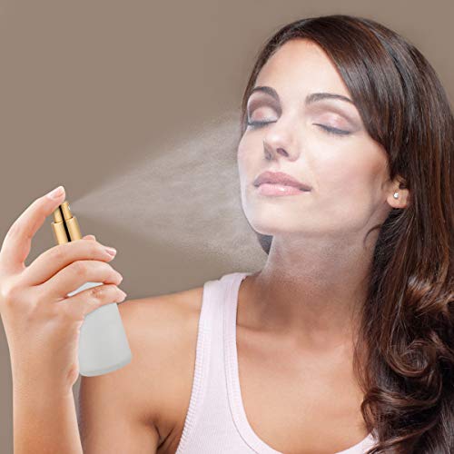 Glass Spray Bottle with Gold Sprayer, 3.4oz, 2 Pack | Perfume Atomizer, Empty, Fine Mist, Frosted - color: Gold Frosted