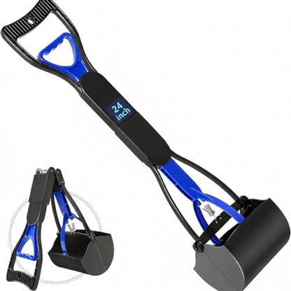 24 Inch Heavy Duty Foldable Pooper Scooper for Large, Medium & Small Dogs, Durable Springs, Interlocking Serrated Jaws, One-Hand Operation, Premium Outdoor Waste Pick-Up Tool - size: 24 inch