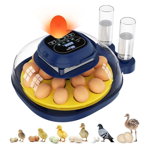 18 Egg Incubator for Hatching Eggs with Automatic Turning, Digital Temperature & Humidity Control, Built-in Egg Candler & Auto Water Refill, 360° Clear View for Chicken