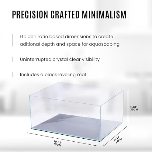 UNS Ultra Clear Rimless Tank - 26.7GAL | 101.2L - 29.52x17.71x11.81 | 75x45x30 CM, 8mm Glass Thickness, Leveling Mat Included - Low Iron, High Clarity Fish Tank w/ 45° Mitered Edge - [75S] - size: [75S] - 26.7 Gal - 29.52 x 17.71 x 11.81 in