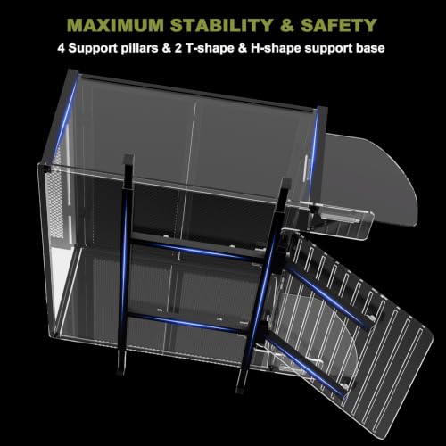 XXL Turtle Basking Platform Dock for 23-29in Wide 180+ Gallon Aquarium | Above Tank Turtle Basking Platform for Aquatic Turtles, Fits 180+ Gal Tank, Sturdy Frame, Non-Slip Steps Ramp,2 Flip-open Top - size: XXL