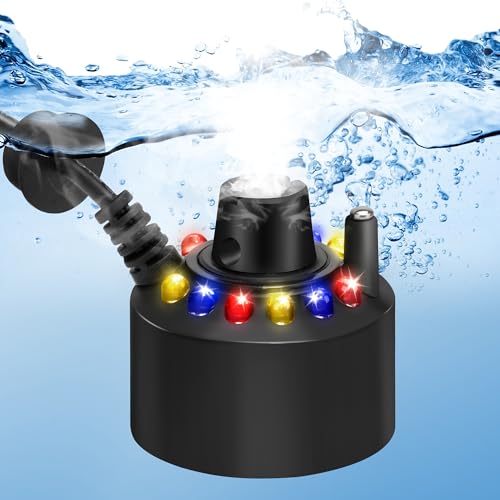 DaToo Mist Maker Mini Pond Fog Machine 12 Led Indoor Water Fountain Mister Fogger with Splashing Guard Atomizer Air Humidifier Ultrasonic Fogger for Water Feature Halloween and Other Holidays