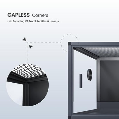 Lightweight 85 Gallon Reptile Enclosure for Snake, Bearded Dragon | Optimal Ventilation & Light Penetration by Rust Proof Mesh Top, Easy Assembly within 6 Steps with Clear Instruction - color: Ultimate Black, size: 85 Gallon