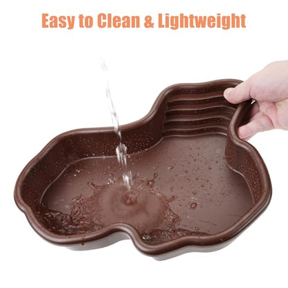 Petmolico Large Reptile Water Dish Non-Slip Bottom Habitat Accessories | For Turtle, Tortoise, Lizard, Gecko, Snake & Bearded Dragon