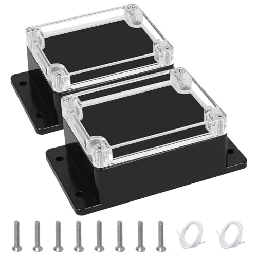 Junction Box with Clear Cover IP65 Waterproof ABS Plastic Universal Project Box with Fixed Ear, Black 4.5"x 3.5"x 2.1"(115x90x55mm)(Pack of 2) - color: 2 packs, size: 4.5"x 3.5"x 2.1"