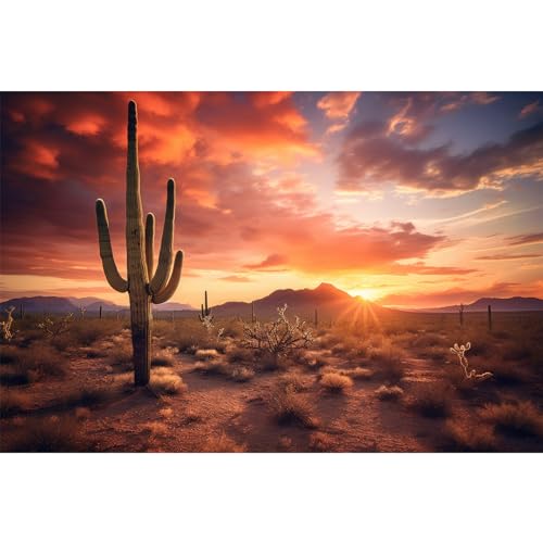 Reptile Tank Backdrop Sunset Desert Terrarium Background Saguaro Cacti Silhouetted Against Sunset Sky Rugged Terrain Vibrant Desert Colors Jungle Landscape Tank Backdrop 48x18in - color: Cacti Green, size: 48(W)x18(H)inches/ 120(W)*45cm(H)