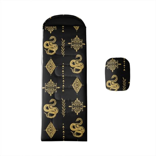 Erosebridal Sugar Skull Kids Sleeping Bag Southwestern Aztec Western Camping Blanket for Hiking Travel Hunting Sleep Bag - color: Black Yellow Gold 11