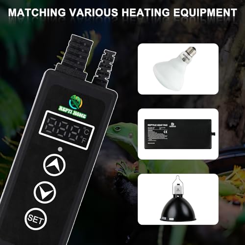 Reptile Dimming Thermostat, PID Thermostats for Reptile Tanks, Digital Thermostats for Reptile Heating Mat & Heaters, Breeding Incubation, Seed Germination (68-122°F/20-50℃)