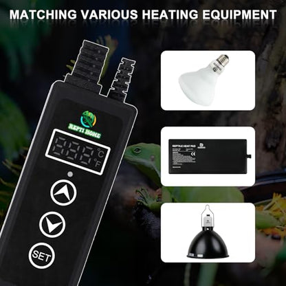 Reptile Dimming Thermostat, PID Thermostats for Reptile Tanks, Digital Thermostats for Reptile Heating Mat & Heaters, Breeding Incubation, Seed Germination (68-122°F/20-50℃)