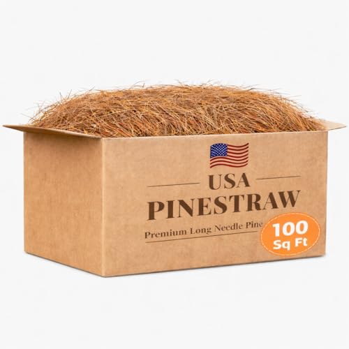 Long Needle Pine Straw Mulch - 100 Sqft Coverage 1 Set - Premium USA Harvested PineStraw for Landscaping, Weed Control, Moisture Retention & Erosion Control - USA Pinestraw - size: Pine Needle Mulch - Covers 100 Sqft 1 set