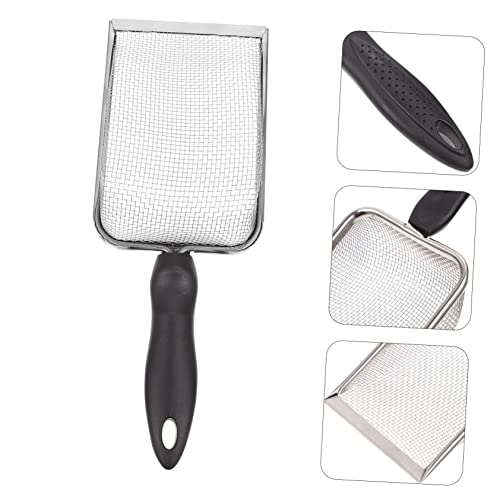 Hemoton 1Pc Stainless Steel Reptile Sand Shovel with Filtering Mesh Ergonomic Design for Easy Excrement Cleanup Terrariums for Turtles Lizards and Other Reptiles