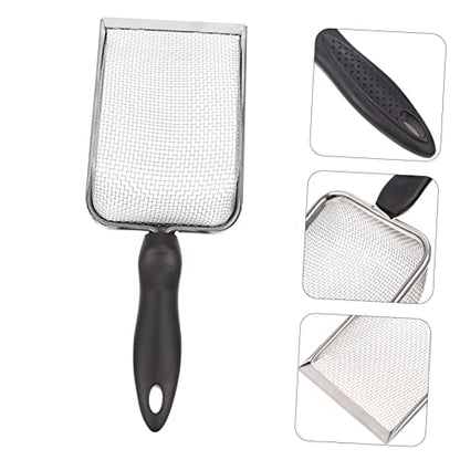 Hemoton 1Pc Stainless Steel Reptile Sand Shovel with Filtering Mesh Ergonomic Design for Easy Excrement Cleanup Terrariums for Turtles Lizards and Other Reptiles