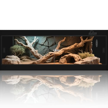 65 Gallon PVC Reptile Enclosure, RepWild 48"x18"x18" Terrarium/Tank with Heavy-Duty Screen Top, Glass Sliding Doors & Lock for Bearded Dragons, Ball Python, Geckos, Lizards - size: 48"W x 18"D x 18"H