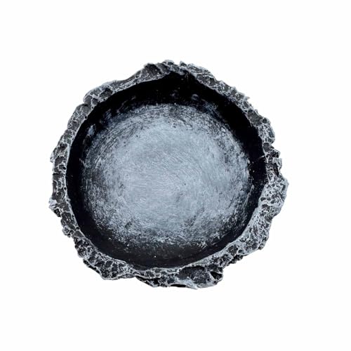 3 Pack Small Reptile Food and Water Bowls, Reptile Feeding Terrarium Bowls for Bearded Dragon Lizard Frog Gecko Tortoise Hermit Crab Snail (Black B) - color: Black - 3 Pack Round Bowls