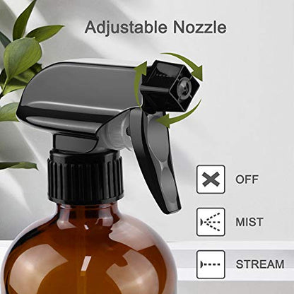 Worldgsb Glass Spray Bottles, 16oz Amber Glass Spray Bottles with Labels & Adjustable Nozzle, Reusable Containers for Cleaning, BBQ, Food, Plants, Alcohol, Essential Oils(1 Pack) - color: Amber, style: 1 Pack