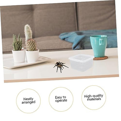 Angoily 2pcs Box Mini Reptile Container Insect Container Spider Box for Feeding Breathing - color: Transparentx2pcs, size: 12X12X7CMx2pcs