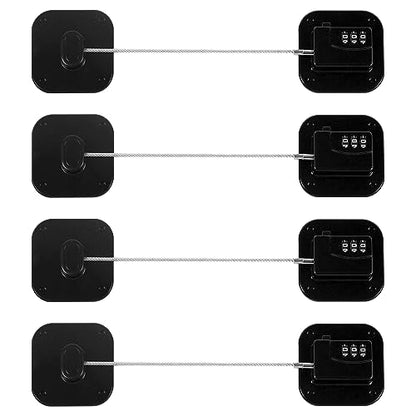 Refrigerator Lock, Heavy Duty Fridge Lock, Combination Lock for Refrigerator Cabinets, Drawers, Safety Lock, Easy Install No Keys Needed (Black-4Pack) - color: Black-4Pack