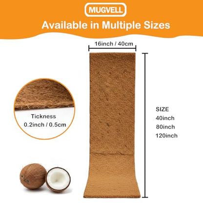 Coco Coir Mulch for Landscaping, 16x80 Inch Coconut Fiber Grass Seed Mat Roll, Coco Liners for Planters and Pet Pad, Plant Covers from Animal Dirt and Tree Protectors - size: 16*80in