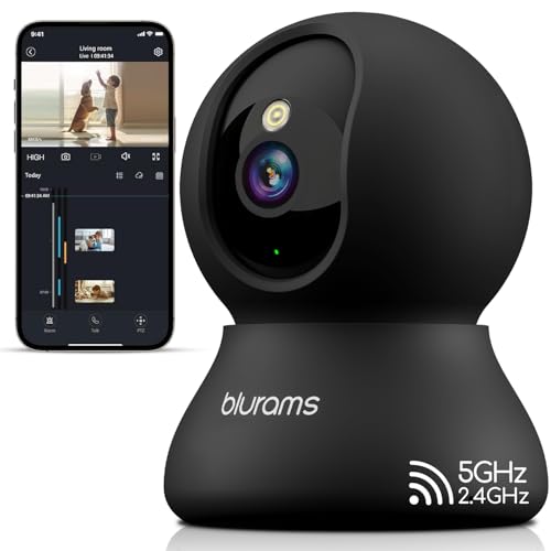 blurams Indoor Camera, 2K Pet Camera 360° Cameras for Home Security with Phone App, Motion Tracking, 2-Way Audio, IR Night Vision, Siren, Compatible with Alexa & Google Assistant - color: Black-1Pack