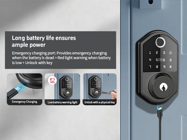 Fd001 Fingerprint Door Lock,Keyless Entry Deadbolt Lockwith Touchscreen Keypad,Auto Lock,Smart Locks for Front Door,with 2 Keys 2 Ic Cards,Easy Installation,Matte Black