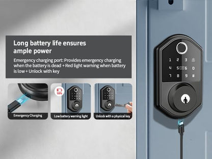 Fd001 Fingerprint Door Lock,Keyless Entry Deadbolt Lockwith Touchscreen Keypad,Auto Lock,Smart Locks for Front Door,with 2 Keys 2 Ic Cards,Easy Installation,Matte Black