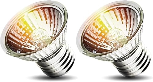 50W Uva Light Bulbs 2 Packs, Turtle Heat Lamp for Reptile | E26 Base Fit for Reptiles and Amphibian Tanks, Terrariums and Cages, Works with Various Lamp Fixtures