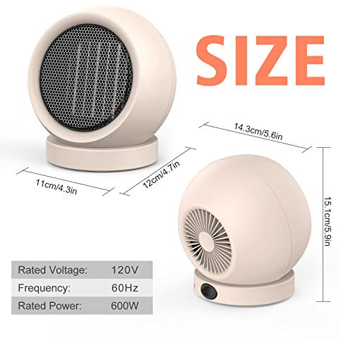 Coolfor Space Heater,PTC Ceramic/Portable Electric Desktop Heater High Output Desktop Heater for Home Bedroom Office Desk Indoor Use(Light Brown) | Energy Efficient PTC. Overheating & Tip-Over Protection. Compact for Bedroom, Office, Indoor Use. Quiet & F