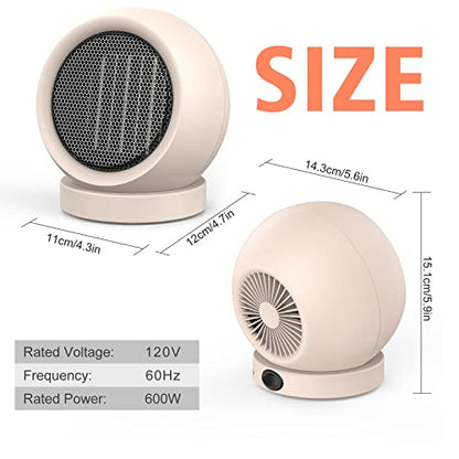 Coolfor Space Heater,PTC Ceramic/Portable Electric Desktop Heater High Output Desktop Heater for Home Bedroom Office Desk Indoor Use(Light Brown) | Energy Efficient PTC. Overheating & Tip-Over Protection. Compact for Bedroom, Office, Indoor Use. Quiet & F