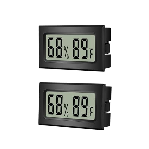 2pcs Reptile Thermometer Hygrometer Meter Indoor Temperature Gauge | Fahrenheit ℉ Mini Digital Humidity for Outdoor Office Humidors Jars Incubators Guitar Case