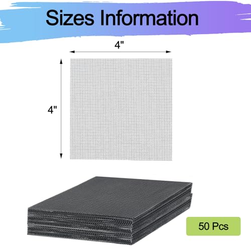 50 Packs 4 Inch Flower Pot Hole Mesh Pad, Plastic Mesh Screen Bonsai Bottom Planter Drainage Hole Grid Mat, Plant Succulent Pot Screens Mat Prevent Soil Loss - color: 50 Pcs, size: Square - 4"