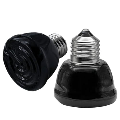 2Pcs 100W Reptile Ceramic Heat Emitter, No-Light Lamp for Pets | -pack 100W ceramic heat bulbs. Emits pure infrared heat, zero visible light. For reptiles, chicks, small pets. E26 base. - color: Black Mini 110v 100w