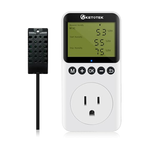 Digital Humidity Controller Outlet Plug 120v 15A Humidistat Countdown Control Switch for Greenhouse Reptile Bathroom Vent Fan Humidifier Dehumidifier