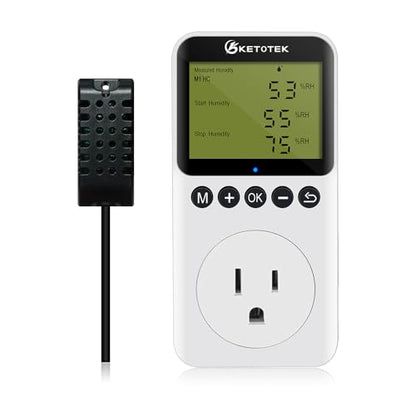 Digital Humidity Controller Outlet Plug 120v 15A Humidistat Countdown Control Switch for Greenhouse Reptile Bathroom Vent Fan Humidifier Dehumidifier