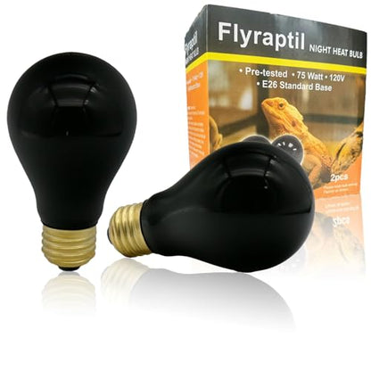 Reptile Heat Lamp 75W, Night Heat Bulb Simulate Nature Moonlight Purple Bulbs, Amphibians Basking Spot Light Bulb for Bearded Dragon, Gecko, Snake, Lizard and Turtle, E26 Base, 2 Pack