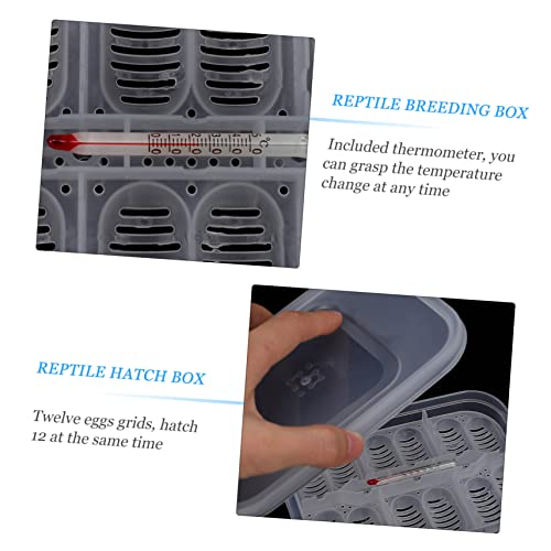 BESPORTBLE Compartments Reptile Egg Incubator Tray for Hatching Lizards and Geckos Durable Breeding Box with Temperature Gauge Efficient Egg Holder for Reptile Hatchery