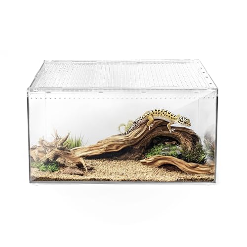 AZV Large and XLarge Reptile Terrarium Tank,Versatile Enclosure for Leopard Crested Gecko,Lizard Cage,Spider Starter Kit,Hermit Crab Habitat,Tarantula Cribs,Perfect Aquarium for Frogs,Insects